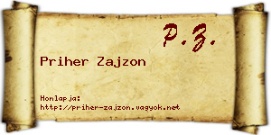 Priher Zajzon névjegykártya